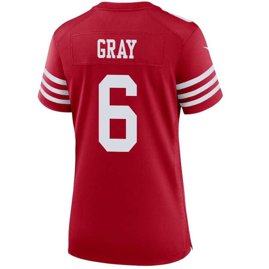 Danny Gray 6 San Francisco 49ers Super Bowl LVIII Patch Game Women Jersey - Scarlet