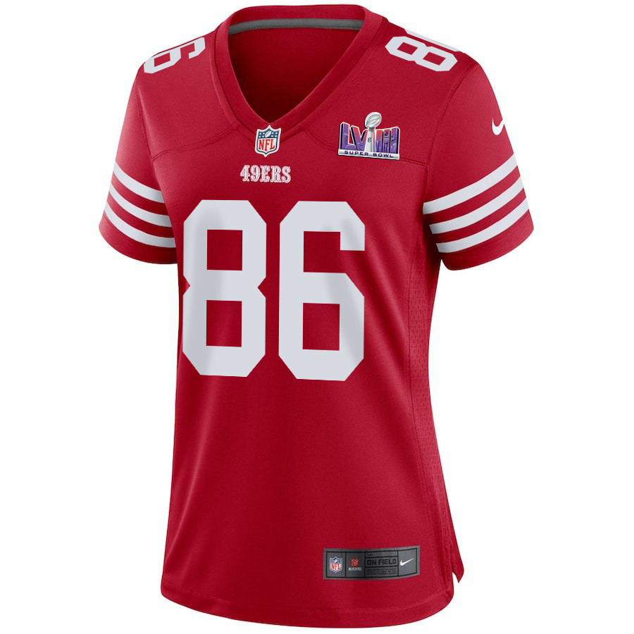 Tay Martin 86 San Francisco 49ers Super Bowl LVIII Patch Game Women Jersey - Scarlet