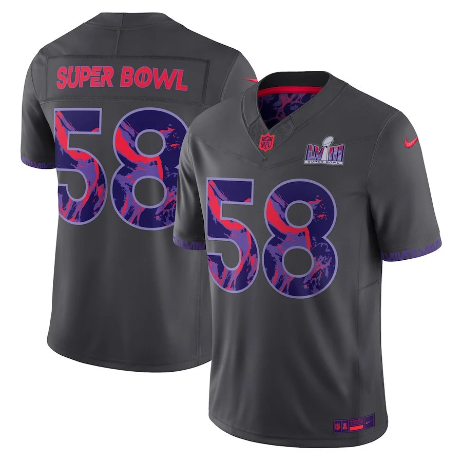 Super Bowl LVIIILimited White Jersey Men's Design, Anthracite