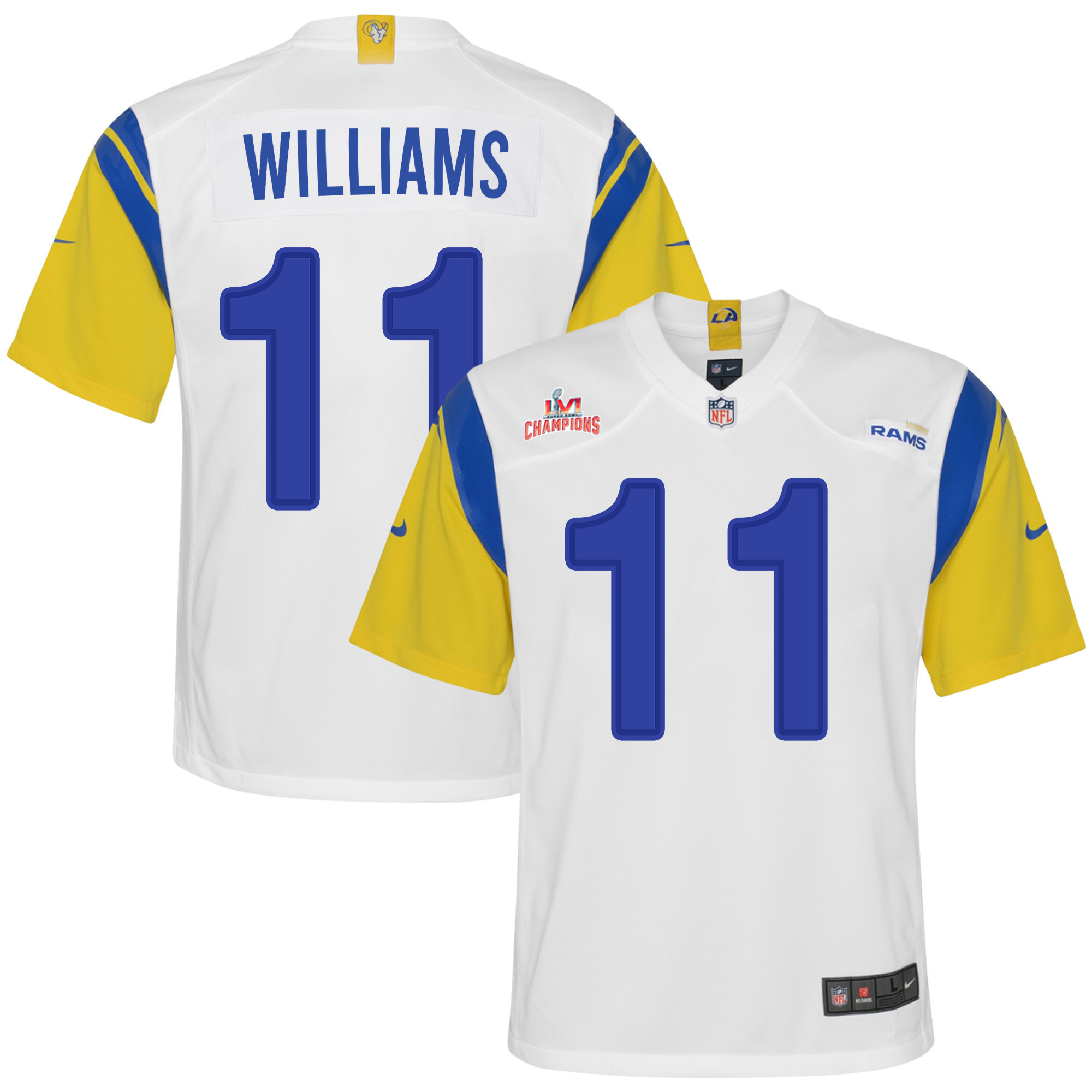Super Bowl LVI Champions Los Angeles Rams Darious Williams 11 White Youth's Jersey Jersey