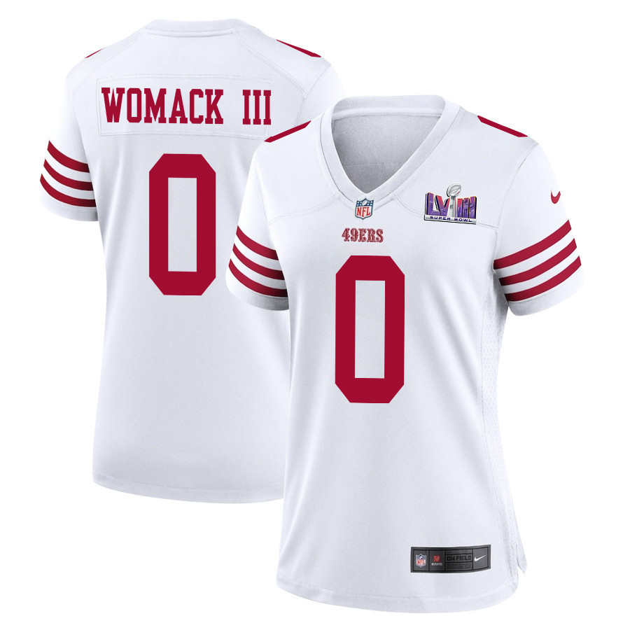 Samuel Womack III 0 San Francisco 49ers Super Bowl LVIII Patch Game Women Jersey - White