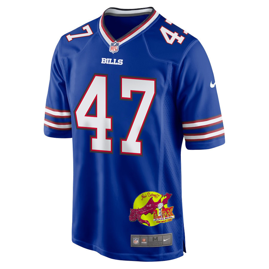 Christian Benford 47 Buffalo Bills Super Bowl LIX New Orleans Patch Game Men Jersey - Royal