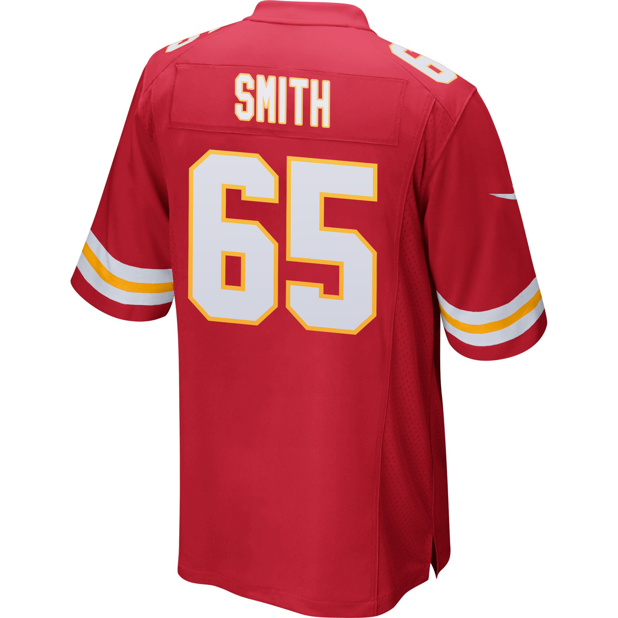 Trey Smith 65 Kansas City Chiefs Super Bowl LVIII Patch Game Men Jersey - Red