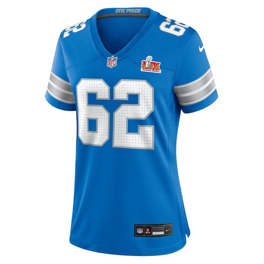 Michael Niese #62 Detroit Lions Super Bowl LIX Women's Jersey - Blue
