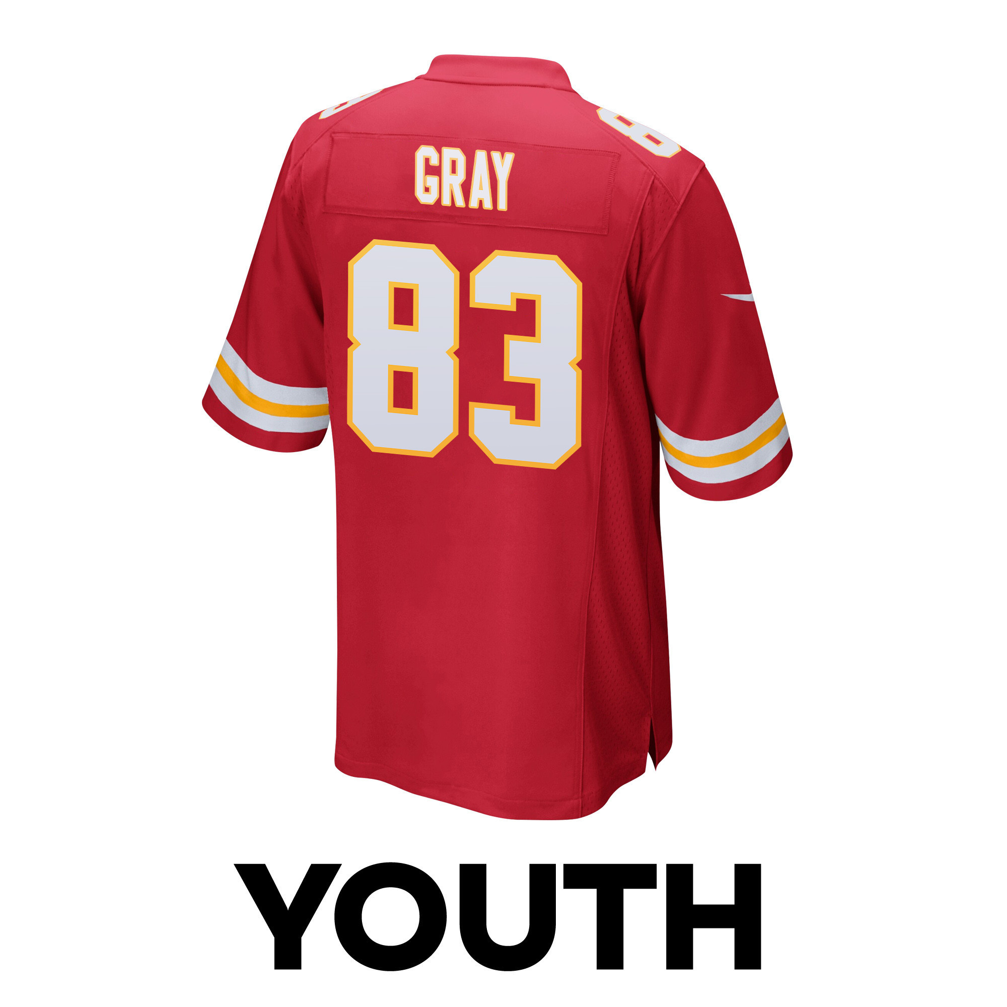 Noah Gray 83 Kansas City Chiefs Super Bowl LVIII Patch Game YOUTH Jersey - Red