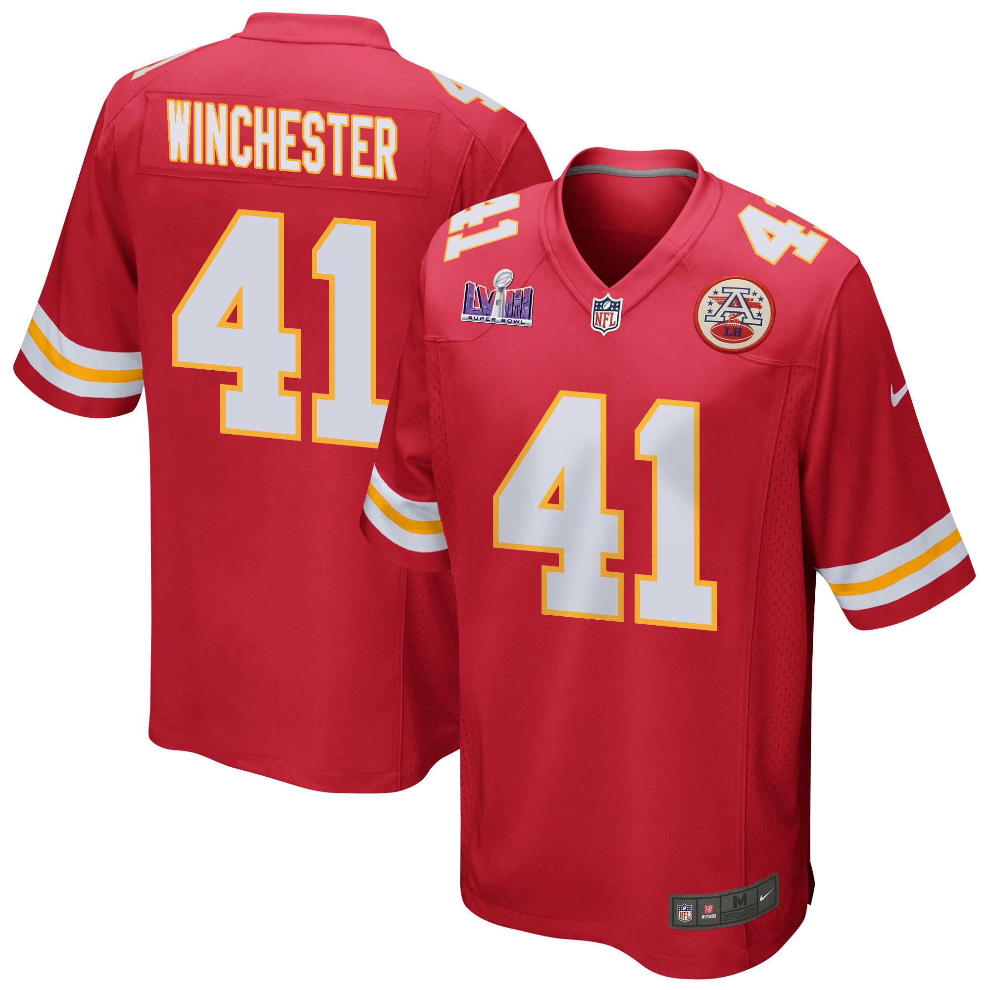 James Winchester 41 Kansas City Chiefs Super Bowl LVIII Patch Game Men Jersey - Red