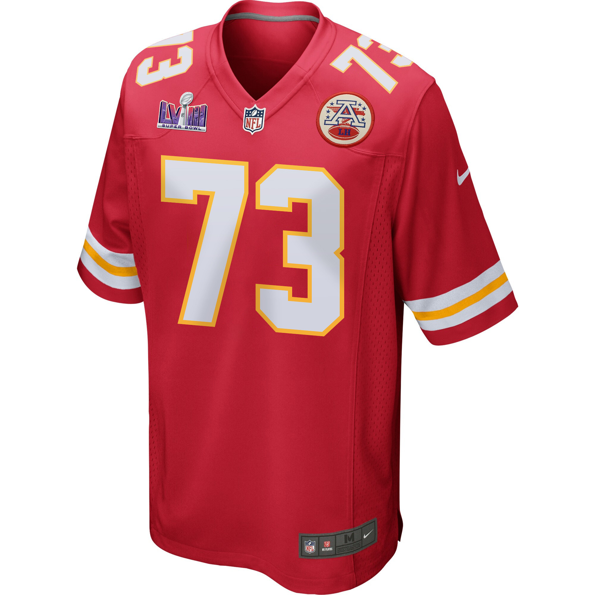 Nick Allegretti 73 Kansas City Chiefs Super Bowl LVIII Patch Game Men Jersey - Red