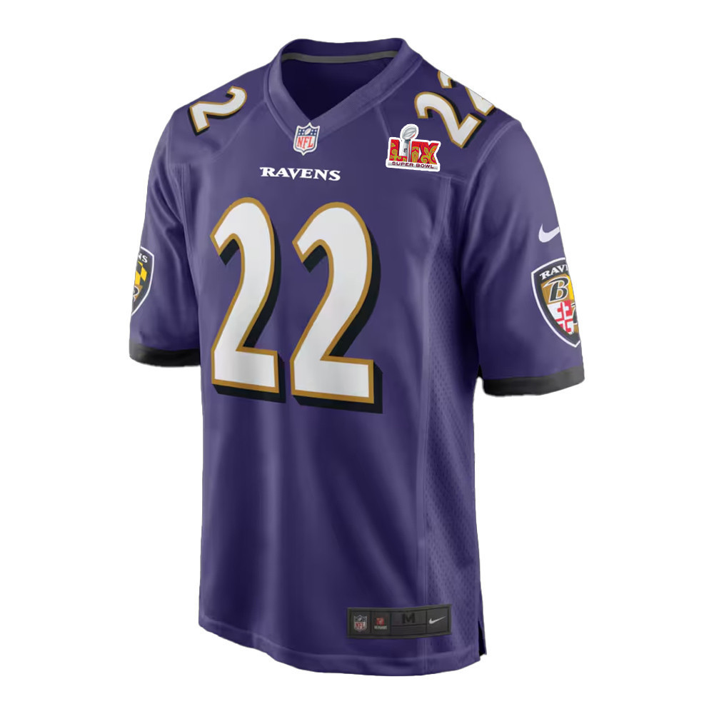 Derrick Henry #22 Baltimore Ravens Super Bowl LIX Jersey - Men's - Purple