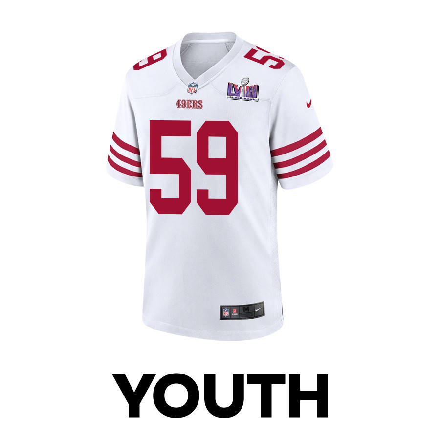 Curtis Robinson 59 San Francisco 49ers Super Bowl LVIII Patch Game YOUTH Jersey - White