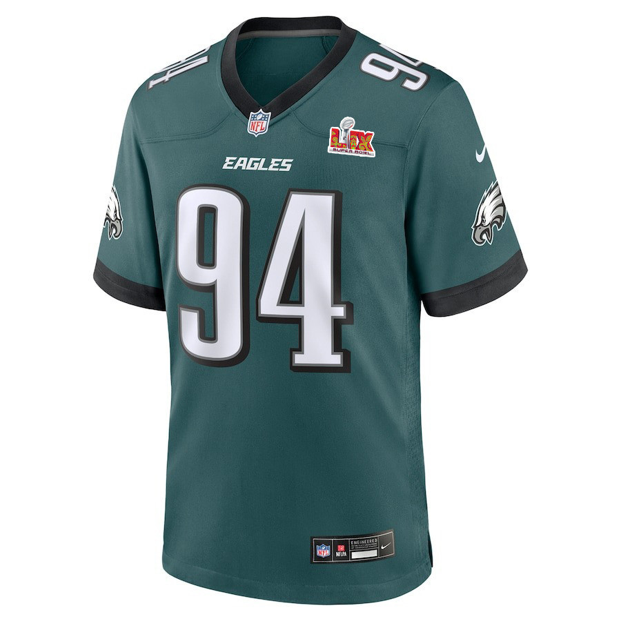 Byron Young #94 Philadelphia Eagles Super Bowl LIX YOUTH Jersey - Midnight Green