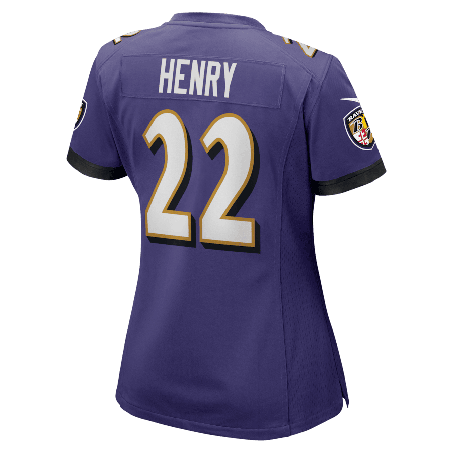 Derrick Henry #22 Baltimore Ravens Super Bowl LIX Women's Jersey - Purple