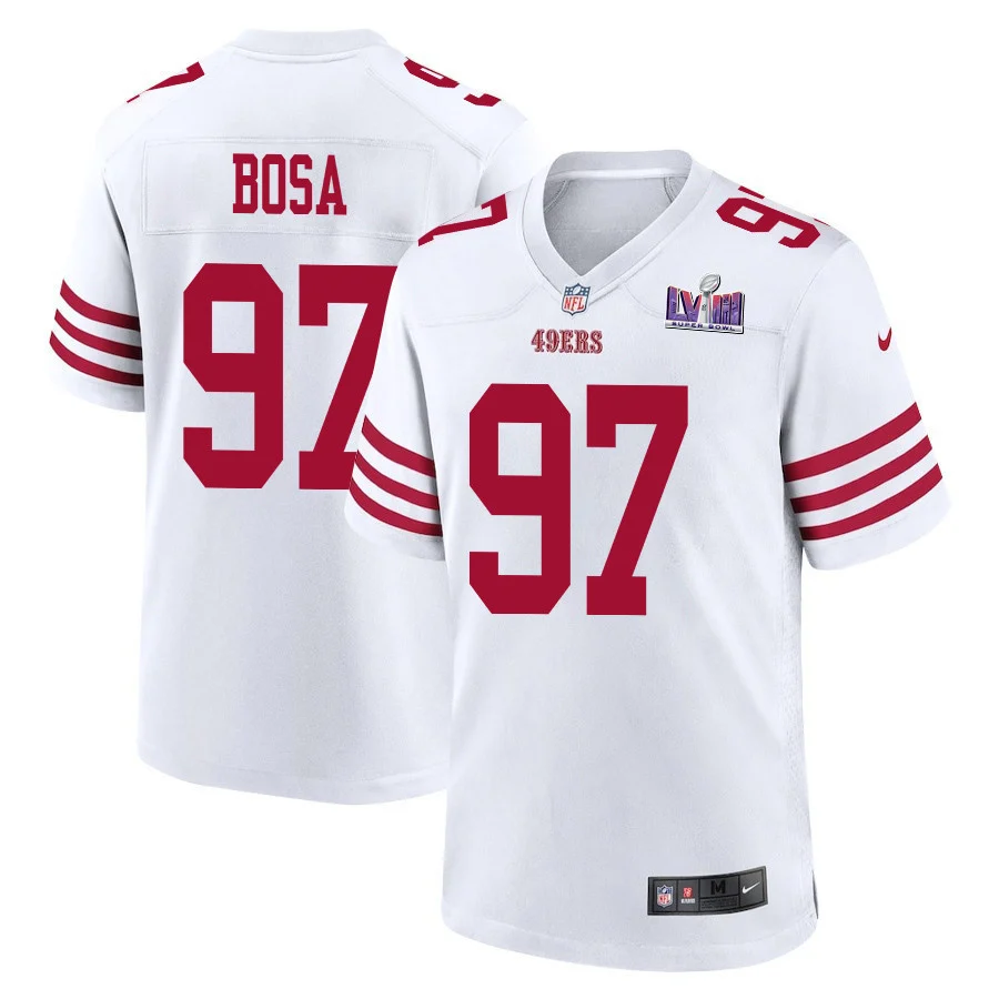 Nick Bosa 97 San Francisco 49ers Super Bowl LVIII Patch Game Men Jersey - White