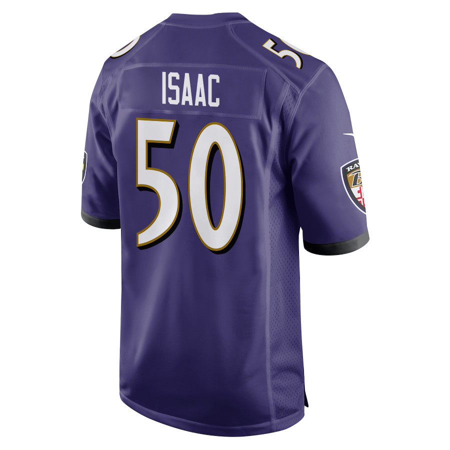 Adisa Isaac 50 Baltimore Ravens Super Bowl LIX New Orleans Patch Game Men Jersey - Purple
