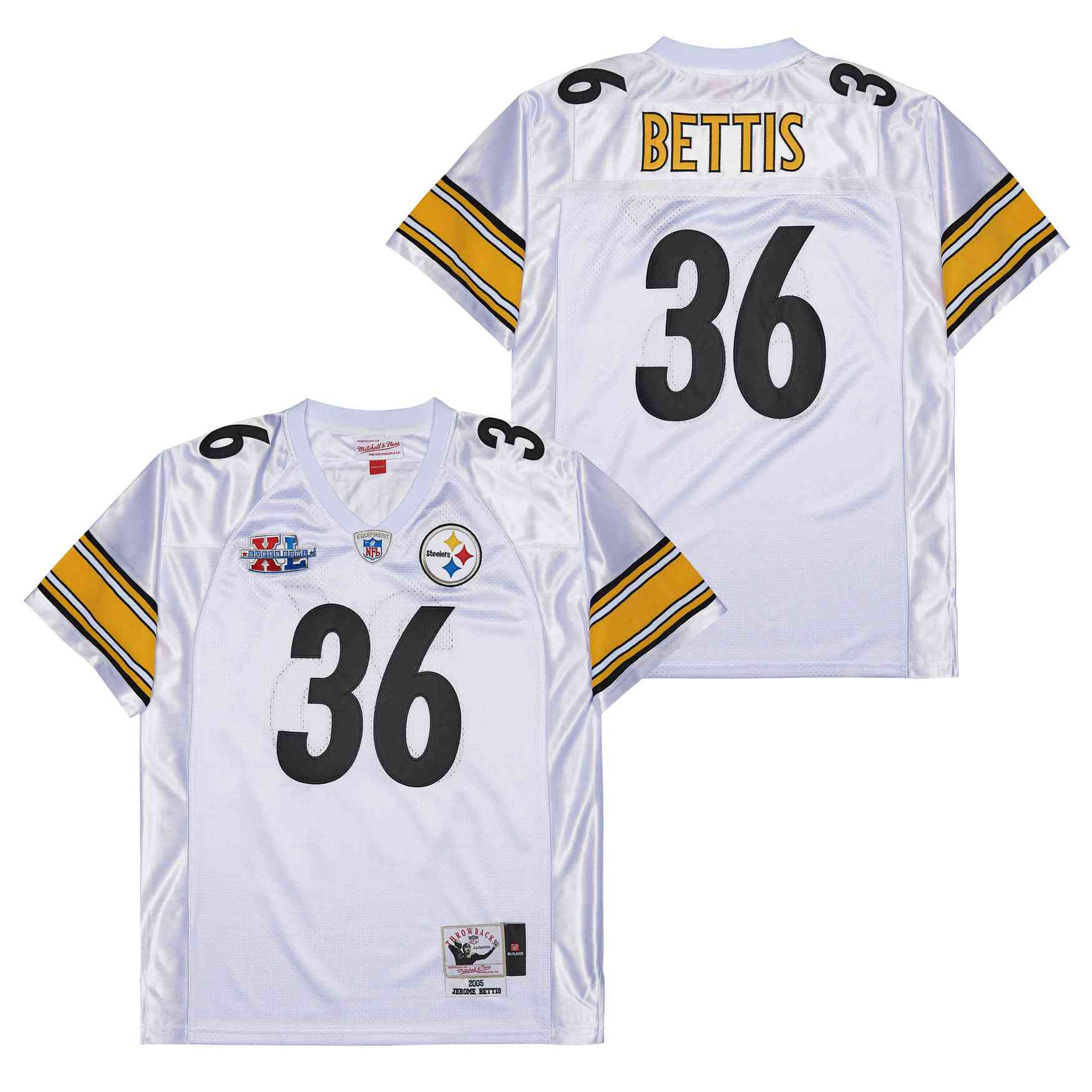 Jerome Bettis 36 Pittsburgh Steelers Super Bowl XL Retro Throwback Men Jersey - White