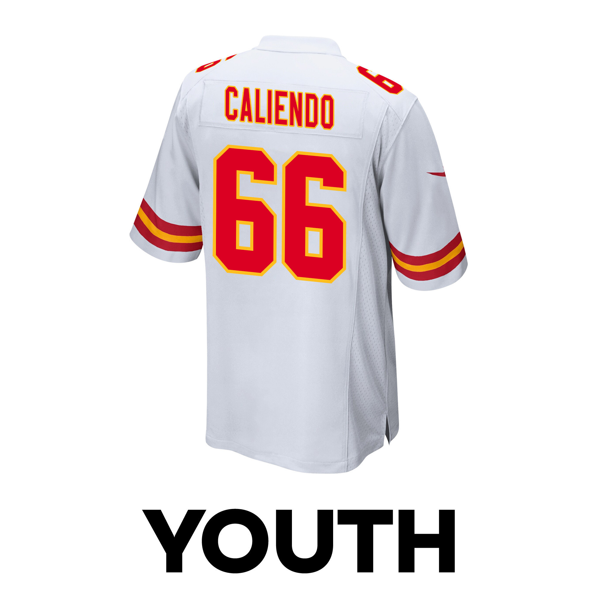Mike Caliendo 66 Kansas City Chiefs Super Bowl LVIII Patch Game YOUTH Jersey - White
