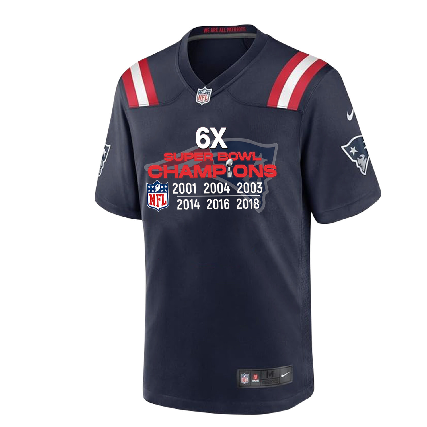 New England Patriots 6X Super Bowl Champions Jersey - Men, Navy