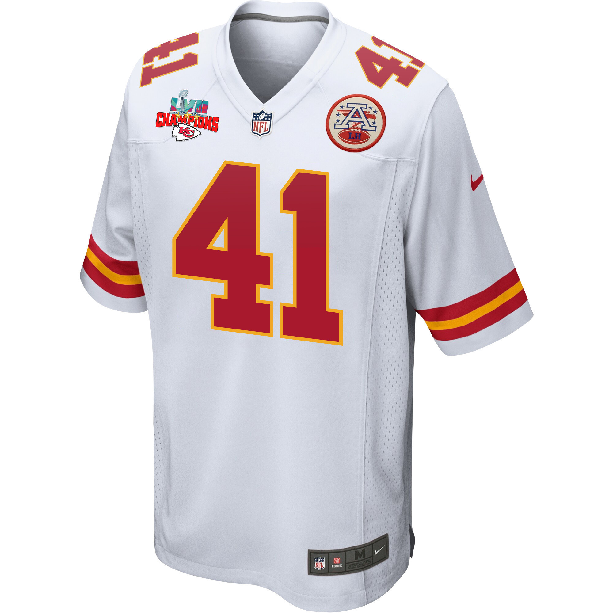 James Winchester 41 Kansas City Chiefs Super Bowl LVII Champions 3 Stars Men Game Jersey - White