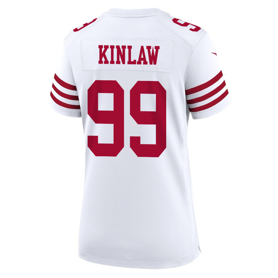 Javon Kinlaw 99 San Francisco 49ers Super Bowl LVIII Patch Game Women Jersey - White