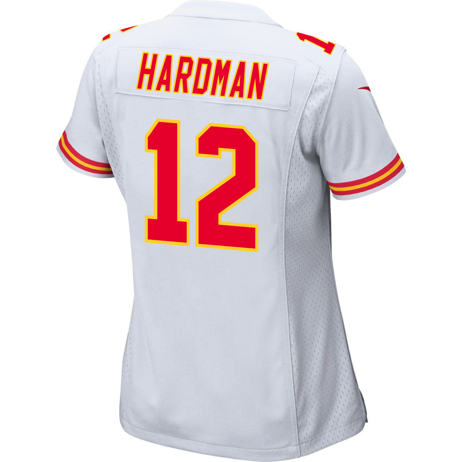 Mecole Hardman 12 Kansas City Chiefs Super Bowl LVIII Patch Game Women Jersey - White
