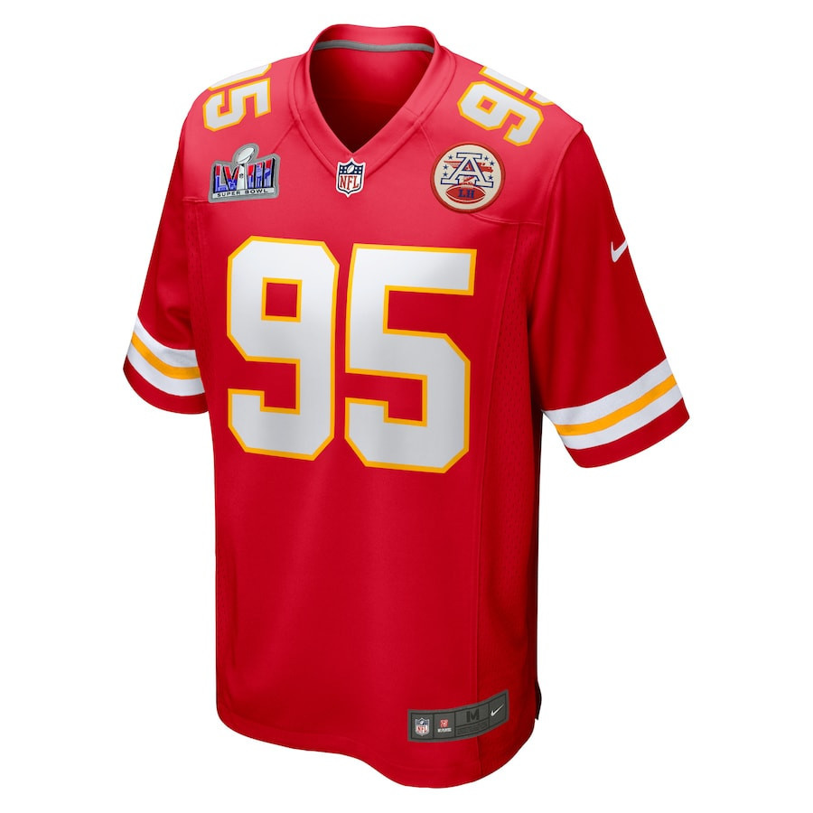 Chris Jones 95 Kansas City Chiefs Super Bowl LVIII Patch Fashion Game Jersey - Red