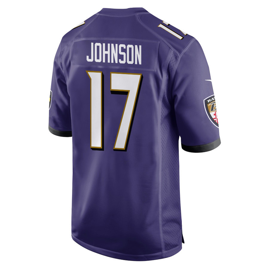 Josh Johnson 17 Baltimore Ravens Super Bowl LIX New Orleans Patch Game Men Jersey - Purple