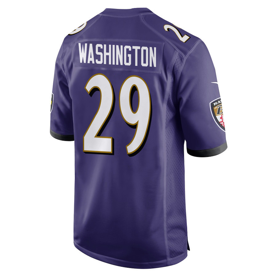 Ar'Darius Washington 29 Baltimore Ravens Super Bowl LIX New Orleans Patch Game Men Jersey - Purple