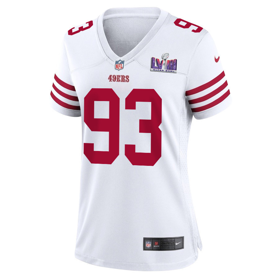 Kalia Davis 93 San Francisco 49ers Super Bowl LVIII Patch Game Women Jersey - White