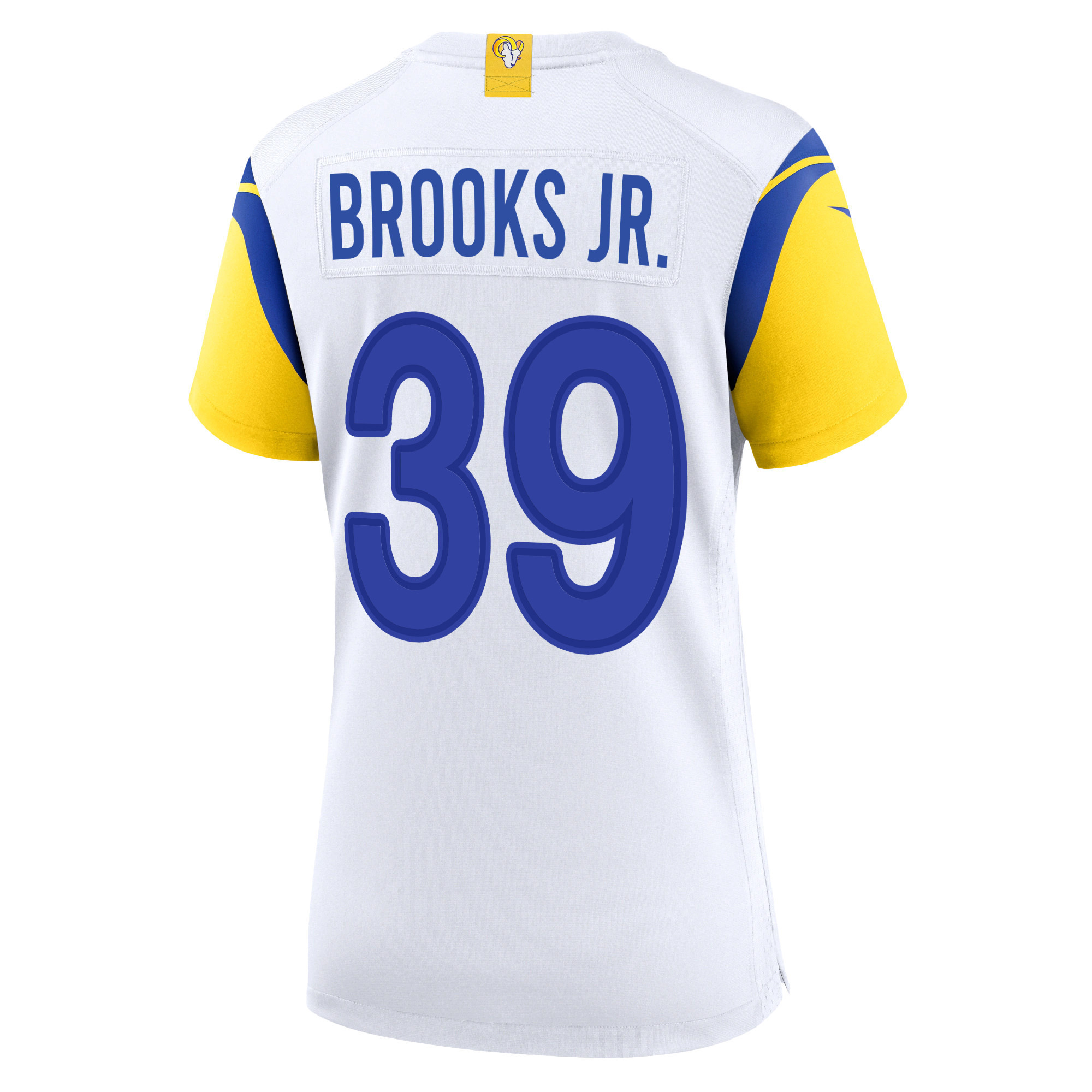 Super Bowl LVI Champions Los Angeles Rams Antoine Brooks Jr. 39 White Women's Jersey Jersey