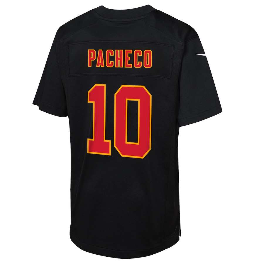Isiah Pacheco 10 Kansas City Chiefs Super Bowl LVIII Patch Fashion Game YOUTH Jersey - Carbon Black