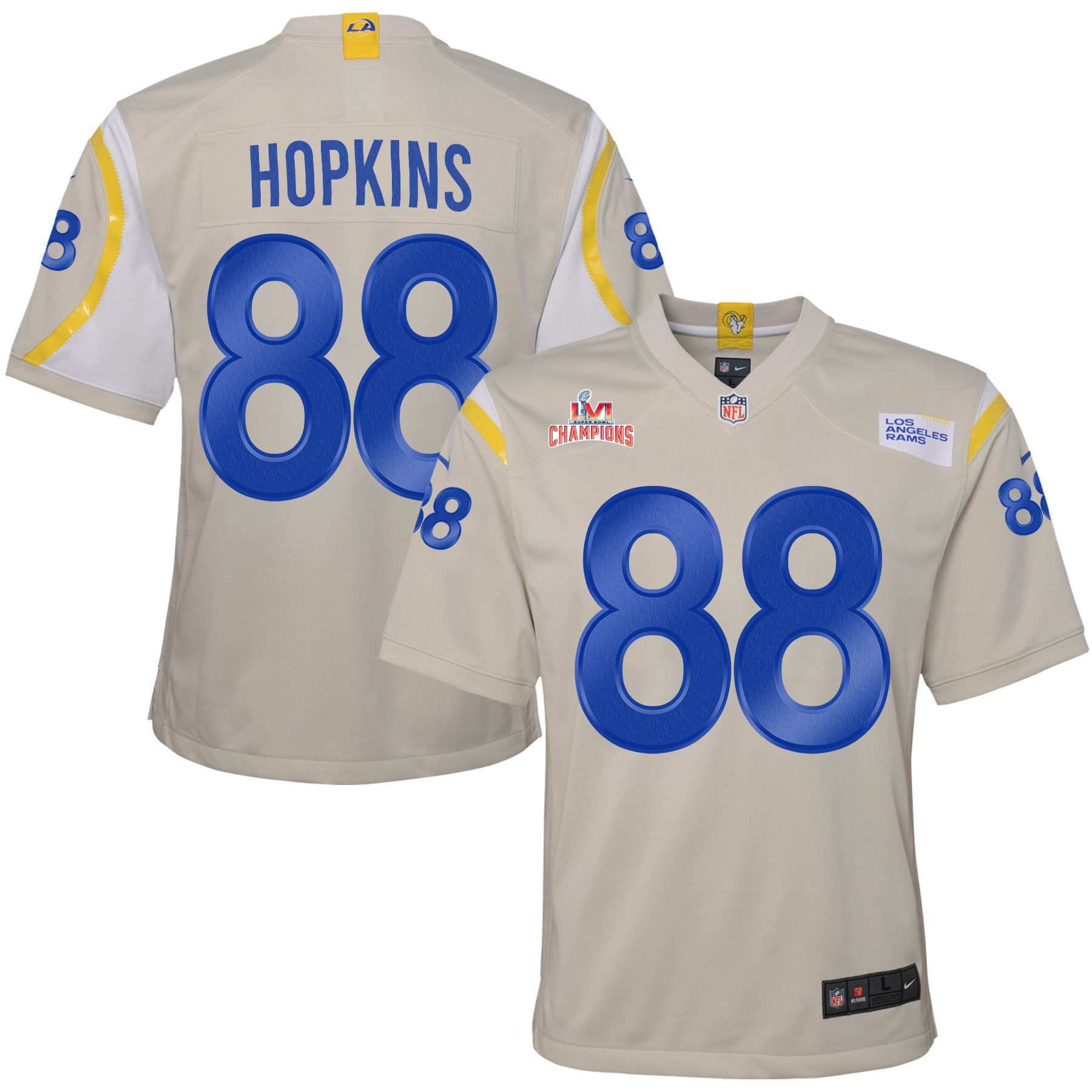 Super Bowl LVI Champions Los Angeles Rams Brycen Hopkins 88 Bone Youth's Jersey Jersey