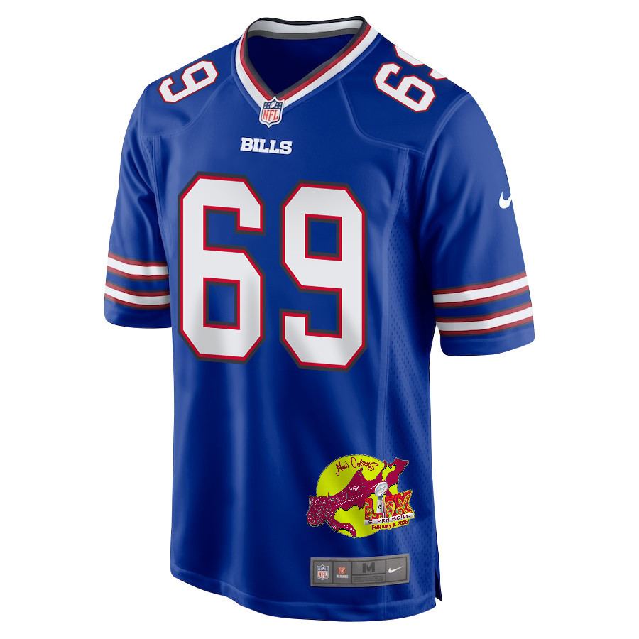 Reid Ferguson 69 Buffalo Bills Super Bowl LIX New Orleans Patch Game Men Jersey - Royal
