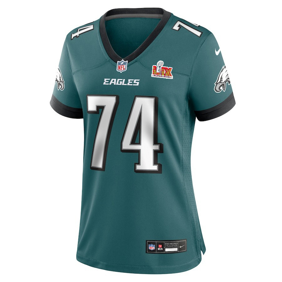 Fred Johnson #74 Philadelphia Eagles Super Bowl LIX Women's Jersey - Midnight Green