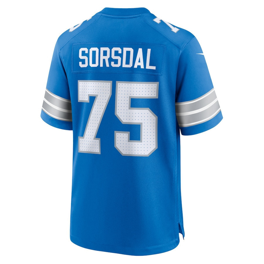 Colby Sorsdal #75 Detroit Lions Super Bowl LIX YOUTH Jersey - Blue