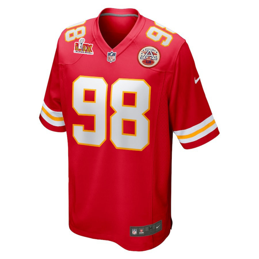 Tershawn Wharton #98 Kansas City Chiefs Super Bowl LIX Jersey - Men's - Red