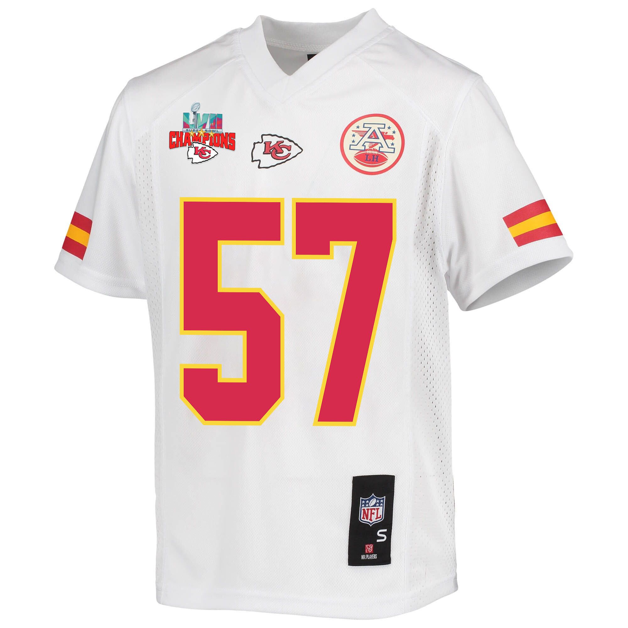 Orlando Brown 57 Kansas City Chiefs Super Bowl LVII Champions 3 Stars Youth Game Jersey - White