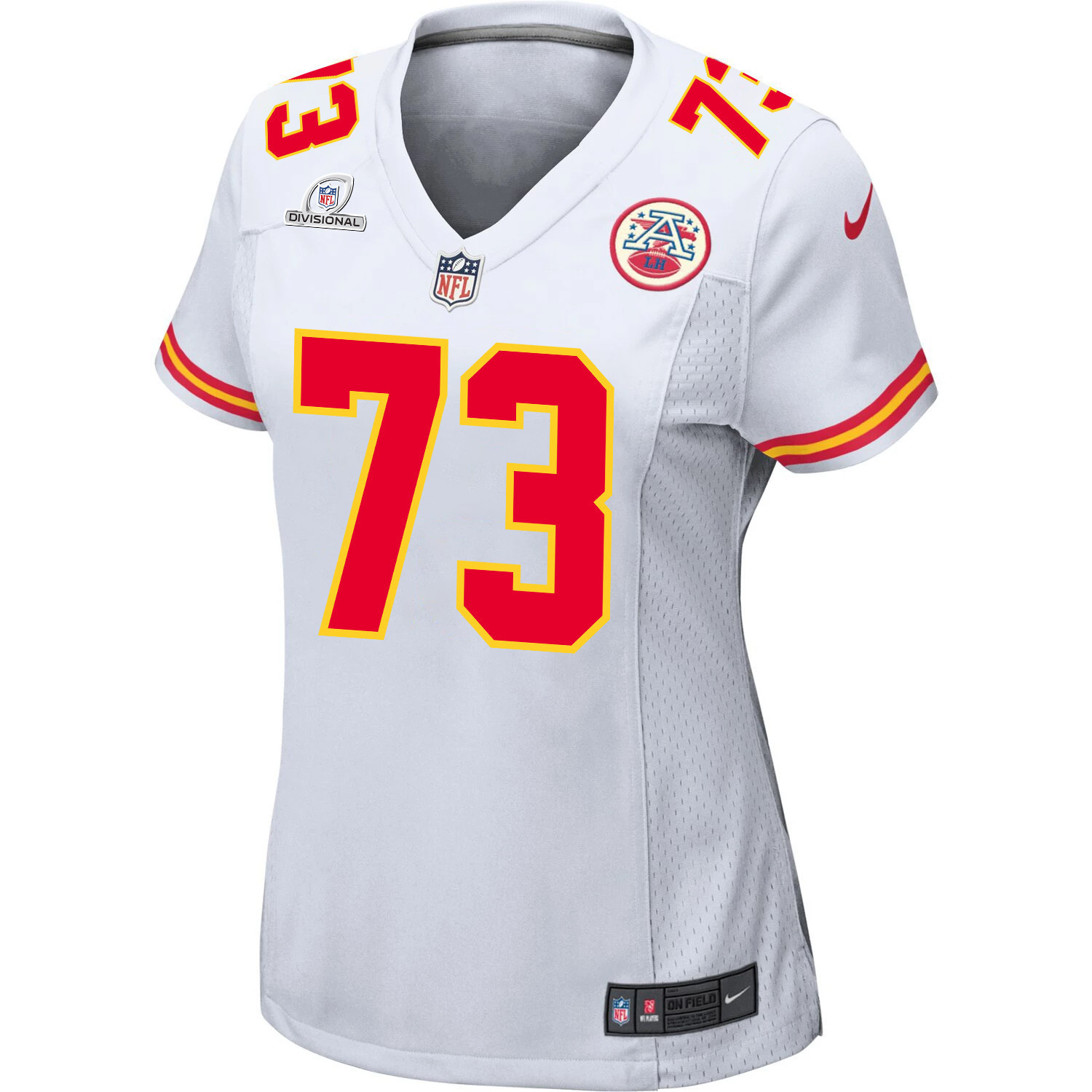 Nick Allegretti 73 Kansas City Chiefs Super Bowl LVIII Patch Game Women Jersey - White