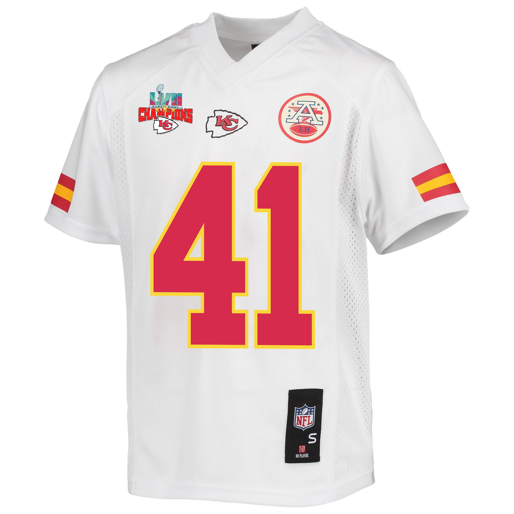 James Winchester 41 Kansas City Chiefs Super Bowl LVII Champions 3 Stars Youth Game Jersey - White