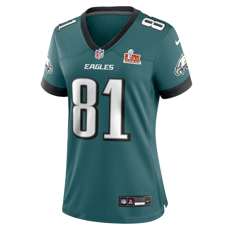 Grant Calcaterra #81 Philadelphia Eagles Super Bowl LIX Women's Jersey - Midnight Green
