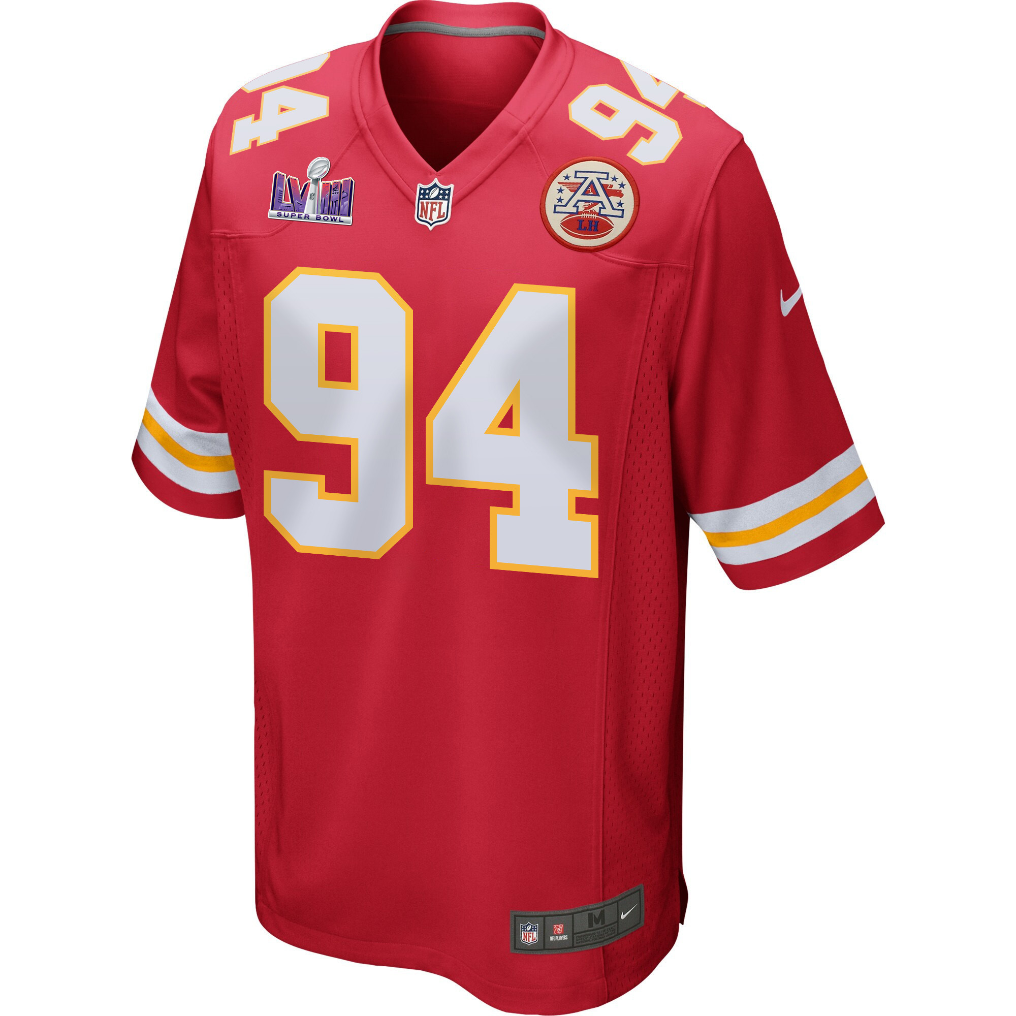 Malik Herring 94 Kansas City Chiefs Super Bowl LVIII Patch Game Men Jersey - Red