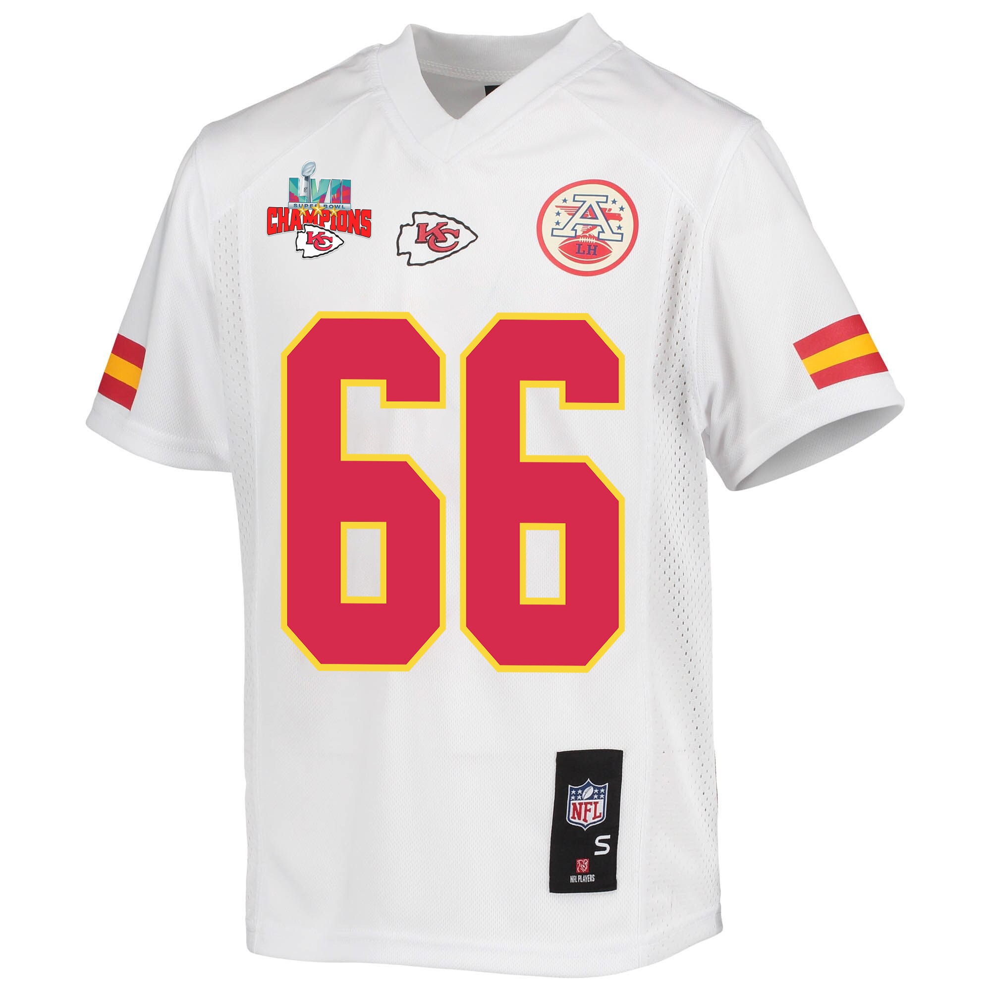 Brandon Williams 66 Kansas City Chiefs Super Bowl LVII Champions 3 Stars Youth Game Jersey - White