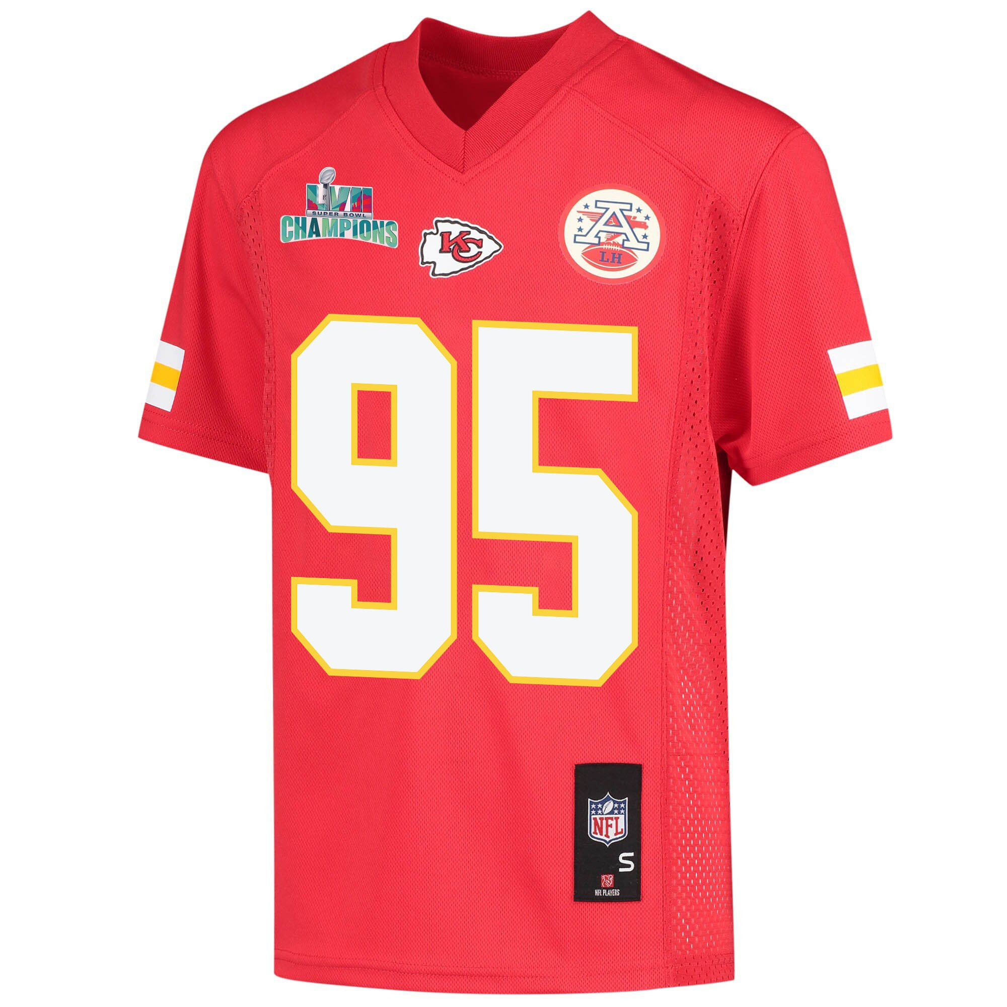 Chris Jones 95 Kansas City Chiefs Super Bowl LVII Champions Youth Game Jersey - Red