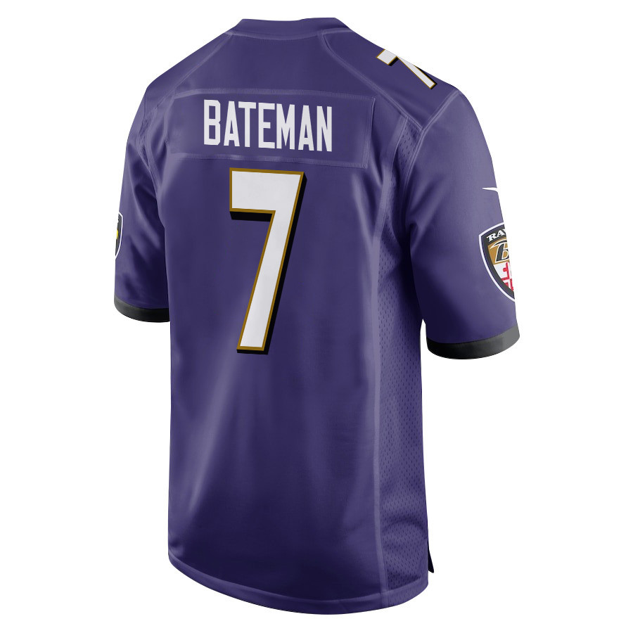 Rashod Bateman 7 Baltimore Ravens Super Bowl LIX New Orleans Patch Game Men Jersey - Purple