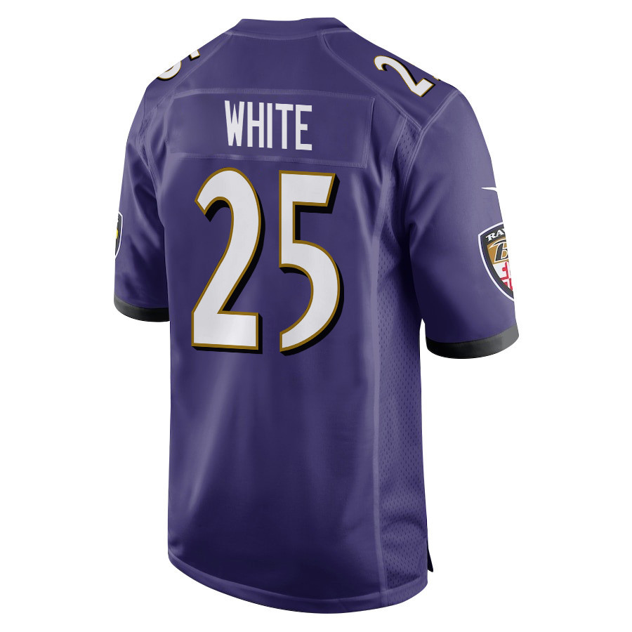 Tre'Davious White 25 Baltimore Ravens Super Bowl LIX New Orleans Patch Game Men Jersey - Purple