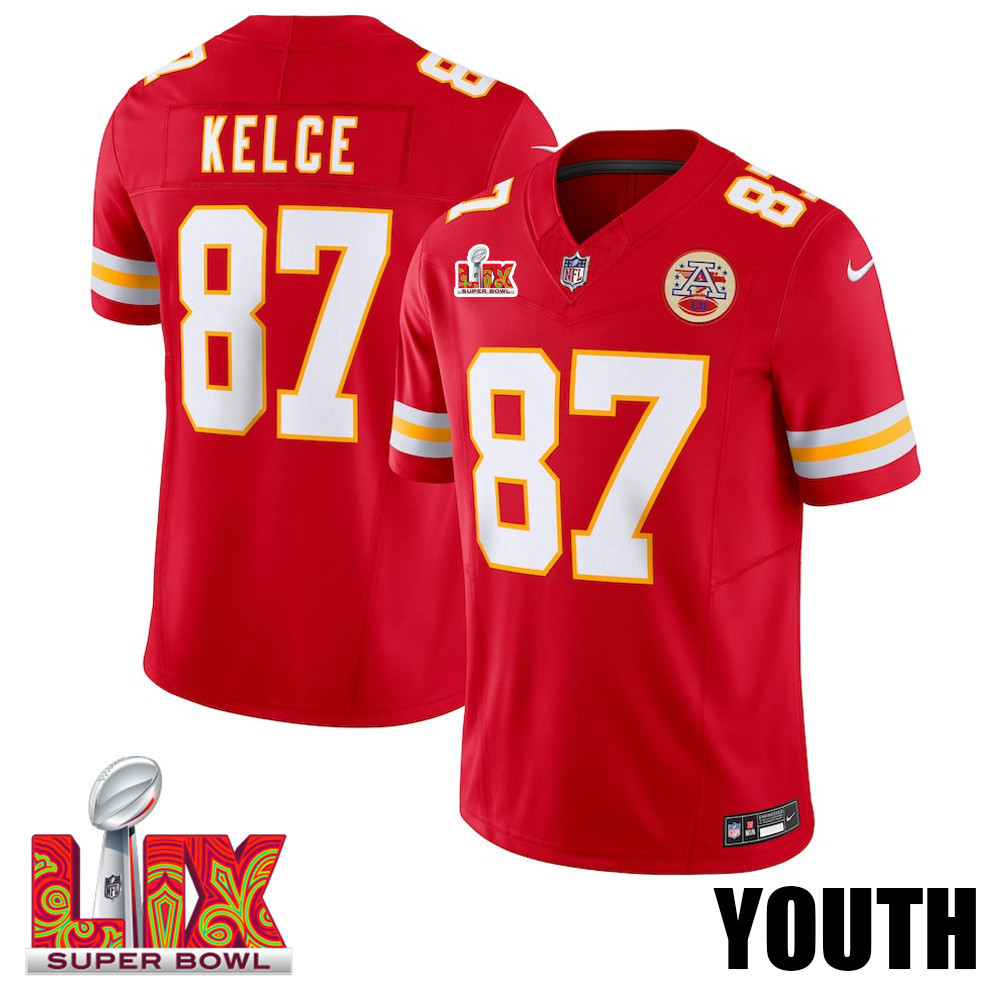 Travis Kelce #87 Kansas City Chiefs Super Bowl LIX YOUTH Jersey - Red