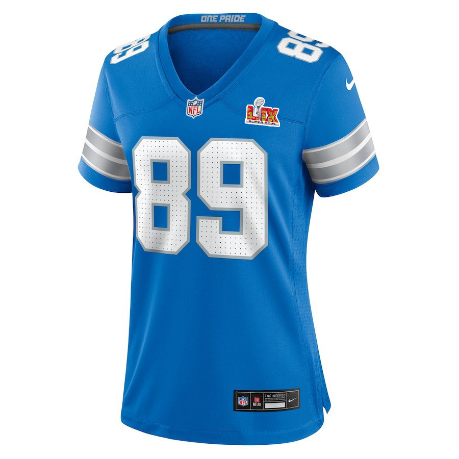 Brock Wright #89 Detroit Lions Super Bowl LIX Women's Jersey - Blue