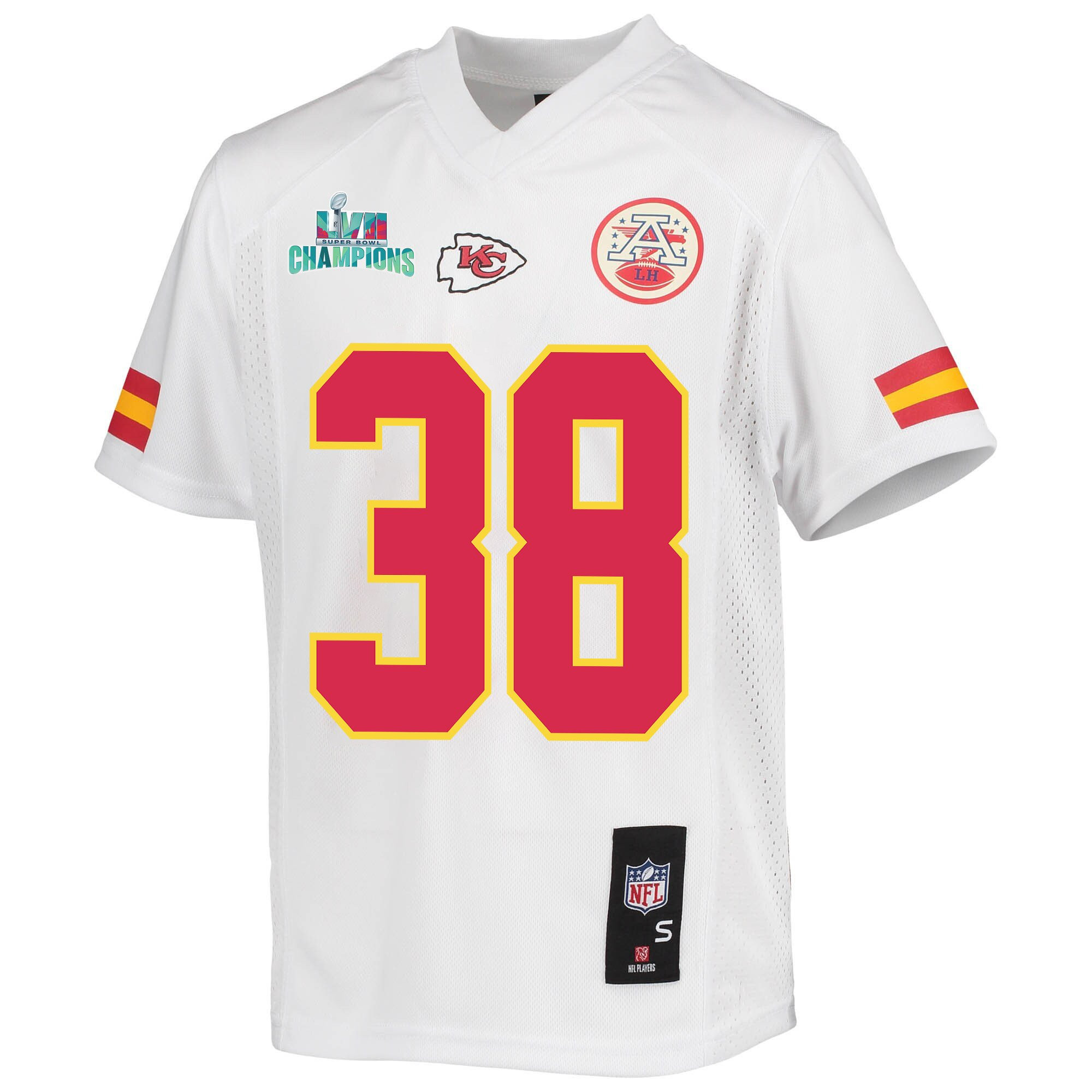 L'Jarius Sneed 38 Kansas City Chiefs Super Bowl LVII Champions Youth Game Jersey - White