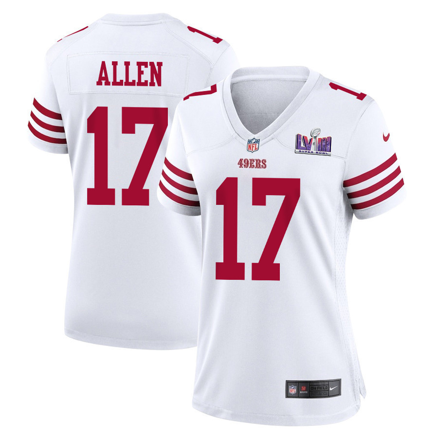 Brandon Allen 17 San Francisco 49ers Super Bowl LVIII Patch Game Women Jersey - White