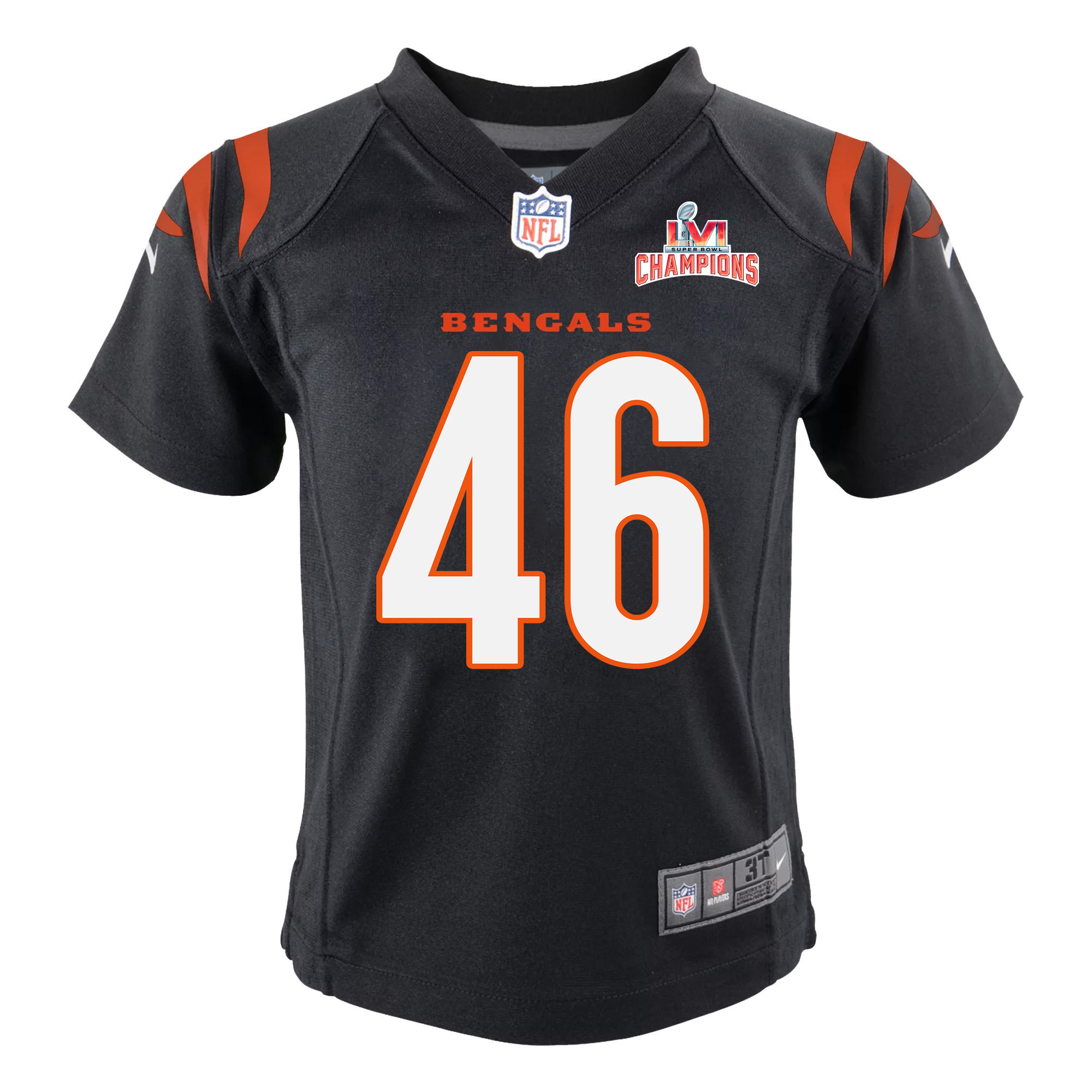 Super Bowl LVI Champions Cincinnati Bengals Clark Harris 46 Black Youth's Jersey Jersey