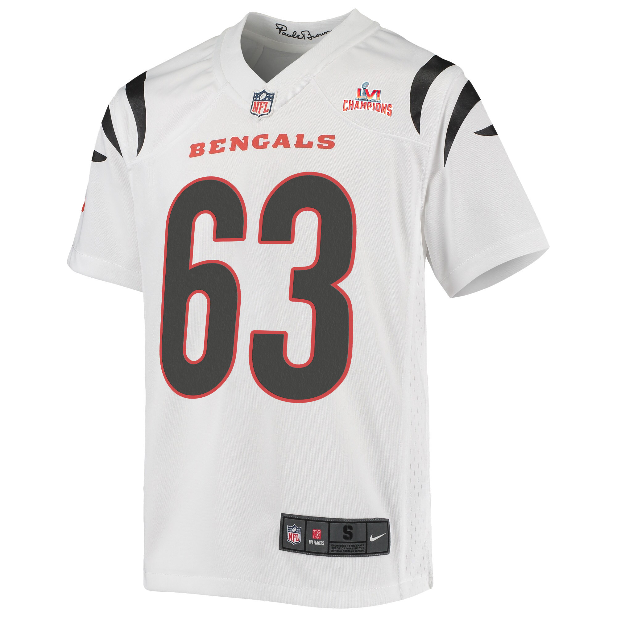 Super Bowl LVI Champions Cincinnati Bengals Trey Hill 63 White Youth's Jersey Jersey
