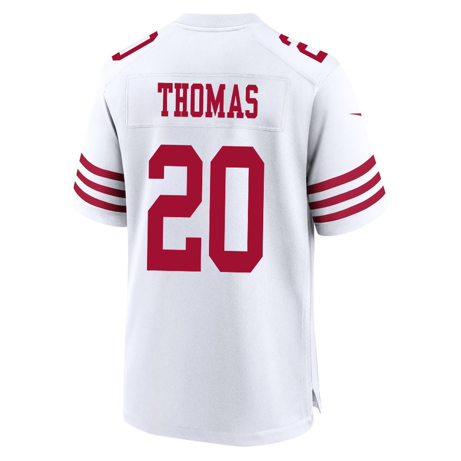 Ambry Thomas 20 San Francisco 49ers Super Bowl LVIII Patch Game Men Jersey - White